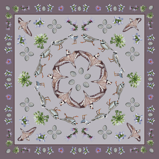 Piping Plover with Flora Double-Sided Silk Scarf