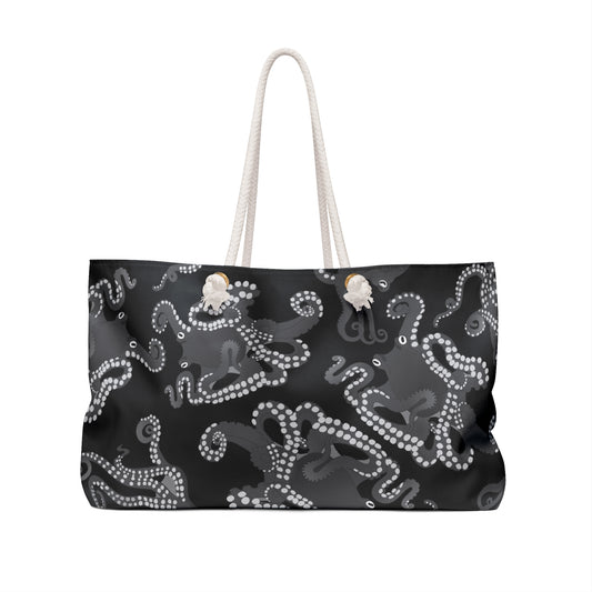 Octopus in Black and White Weekender Bag - Nautical Travel Tote