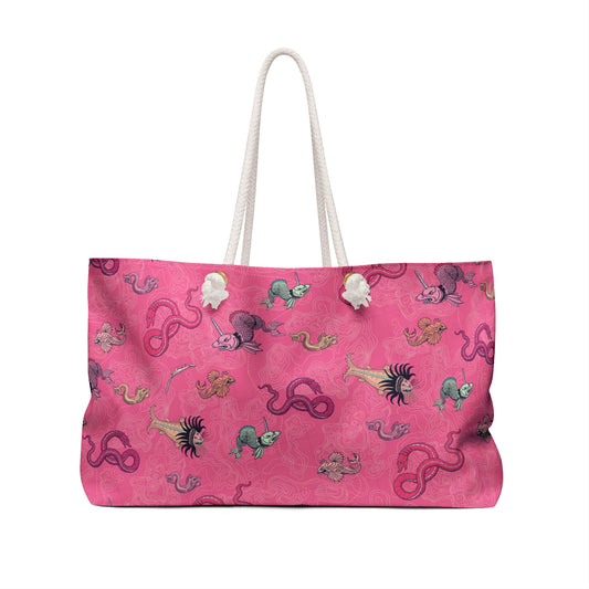 Vintage Sea Monster in Pink Weekender Tote Bag