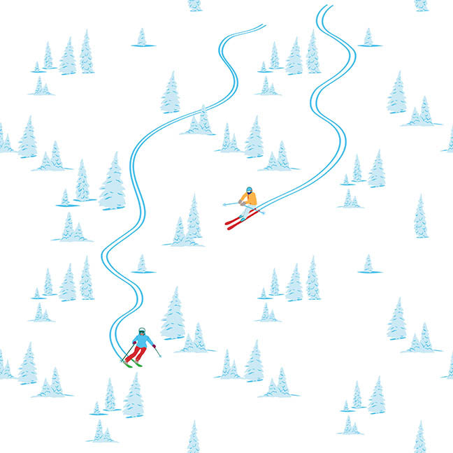 Skiing Through Trees 18" Pattern