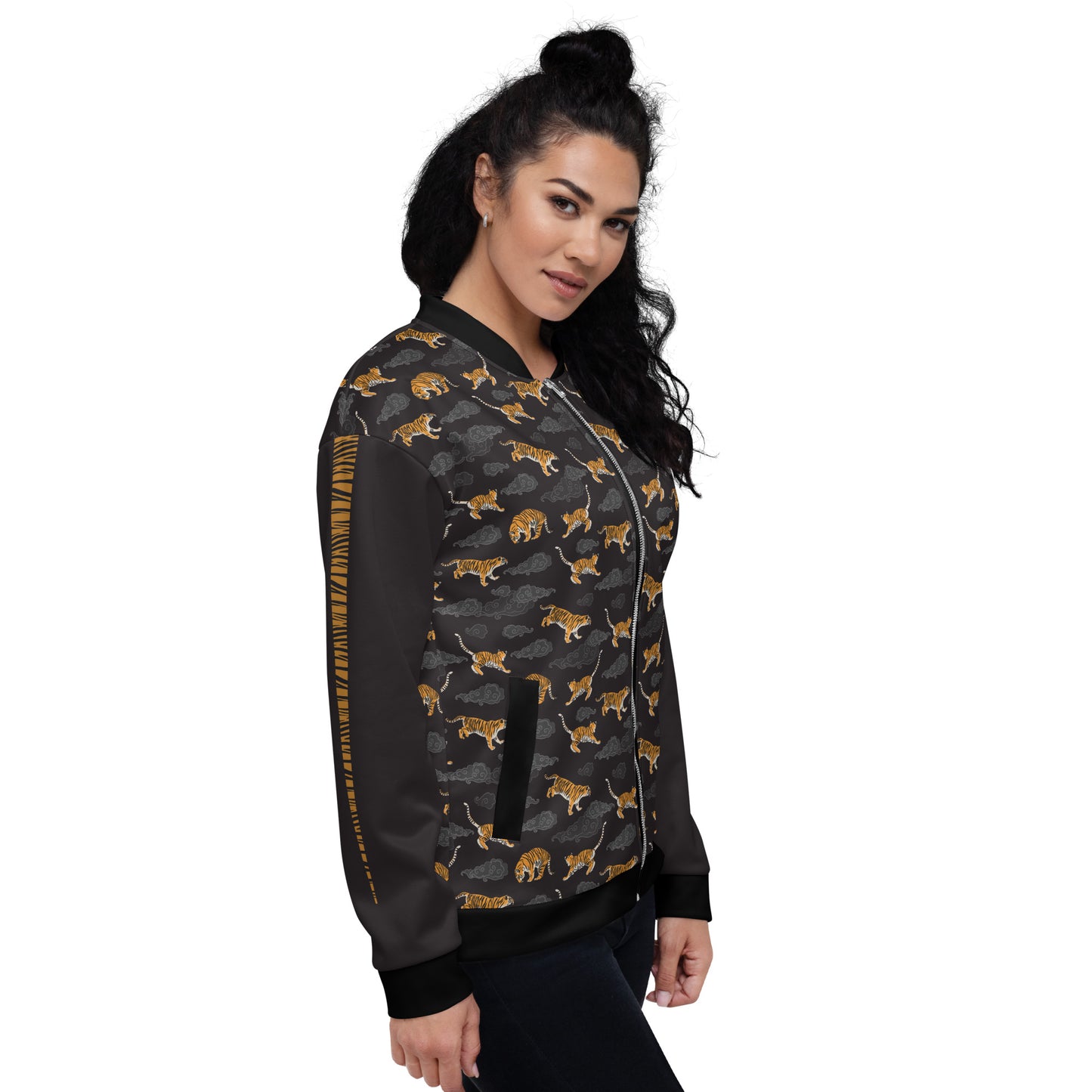 Tigers on Dark Sky Unisex Bomber Jacket