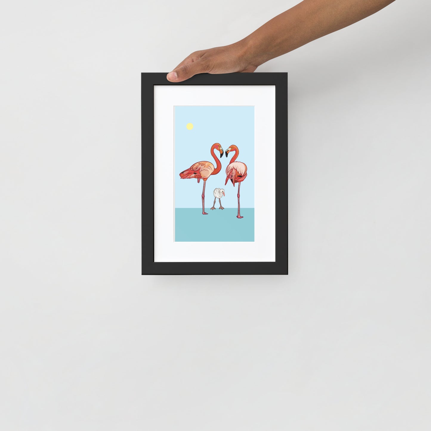 Flamingo Family Framed Poster with Mat