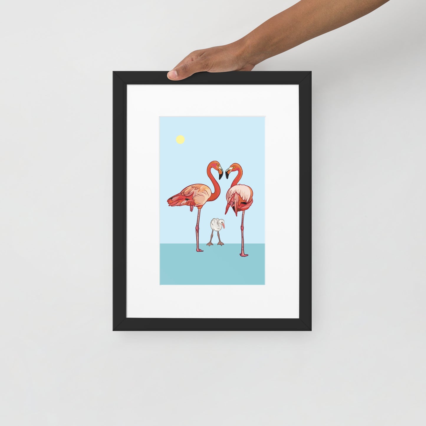 Flamingo Family Framed Poster with Mat