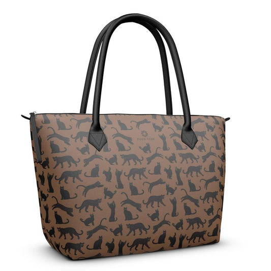 Big Cats on Caramel Zip Top Tote - Posh Tide