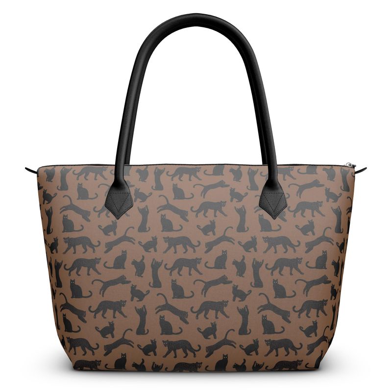 Big Cats on Caramel Zip Top Tote - Posh Tide
