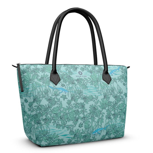 Mangroves on Blue Zip Top Tote Bag - Posh Tide