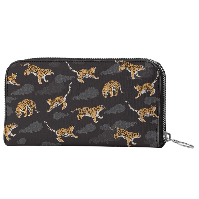 Tigers on Dark Sky Long Zip Wallet - Posh Tide