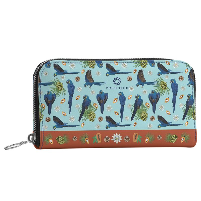 Hyacinth Macaw Long Zip Wallet - Posh Tide