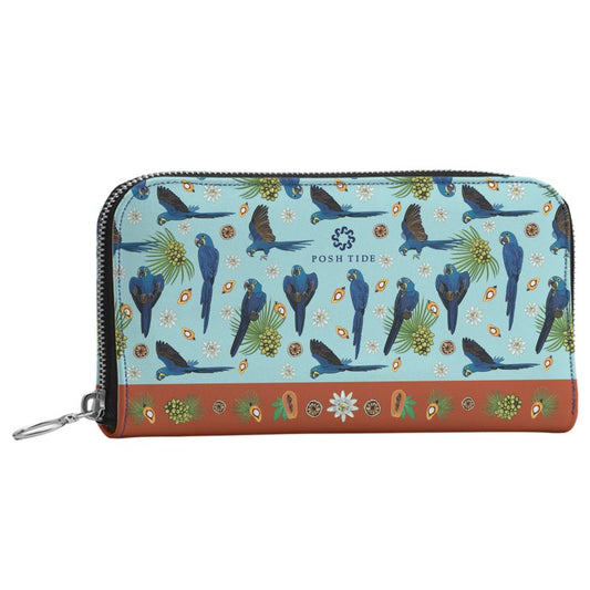Hyacinth Macaw Long Zip Wallet - Posh Tide