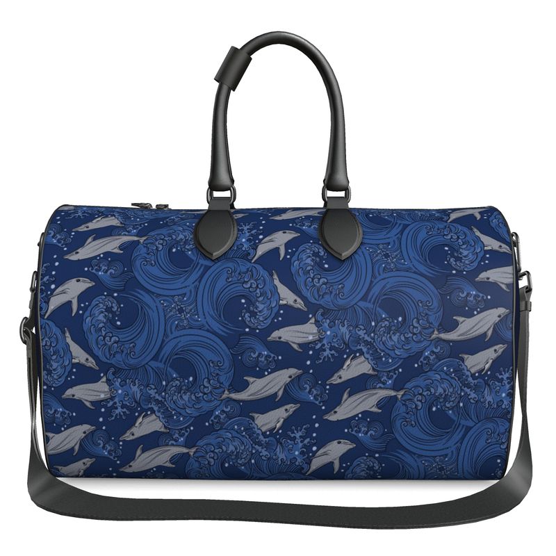 Dolphins on Rolling Waves Luxury Duffle - Posh Tide