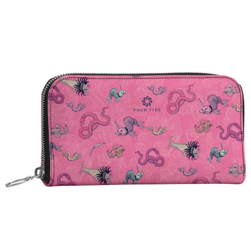Vintage Sea Monsters Long Zip Wallet - Posh Tide