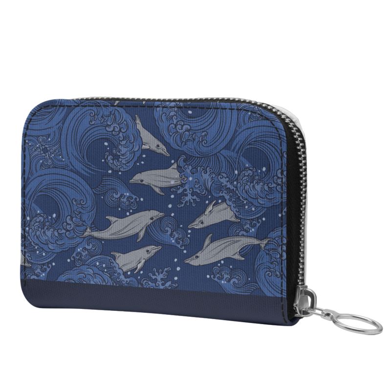 Dolphins on Rolling Waves Mini Zip Wallet - Posh Tide