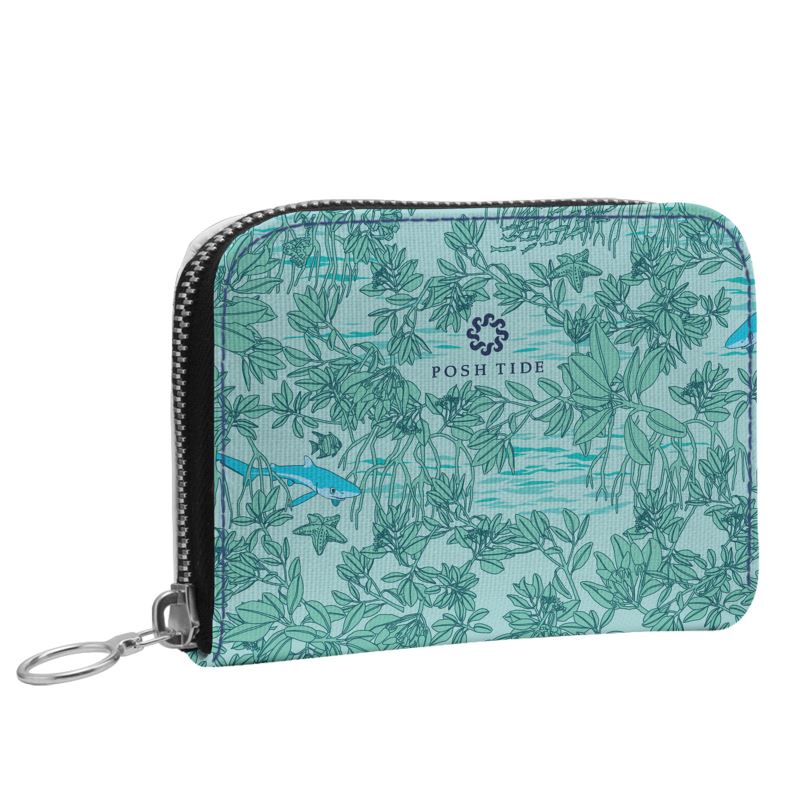 Mangroves on Blue Mini Zip Wallet - Posh Tide