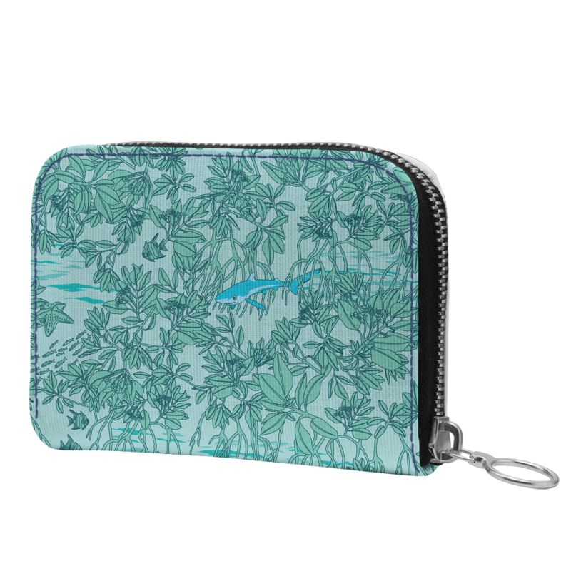Mangroves on Blue Mini Zip Wallet - Posh Tide