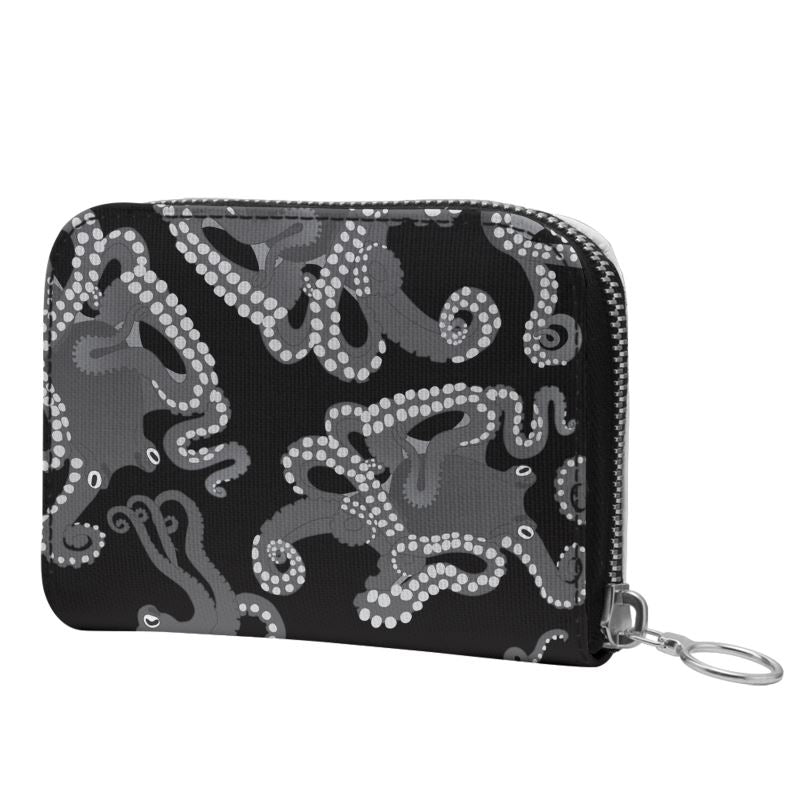 Octopus in Black & White Mini Zip Wallet - Posh Tide