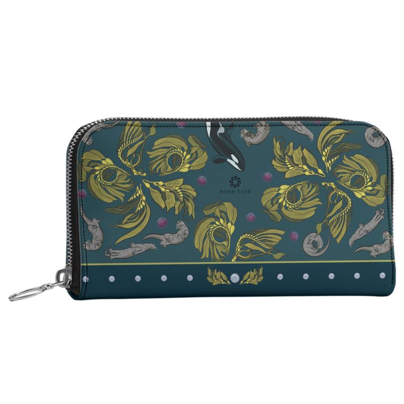 Orca-Otter-Urchin-Kelp Long Zip Wallet / Purse