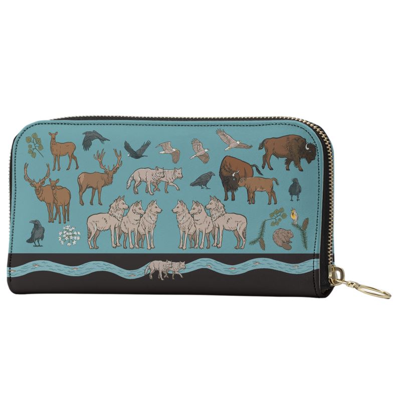 Wolf Trophic Cascade Long Zip Wallet
