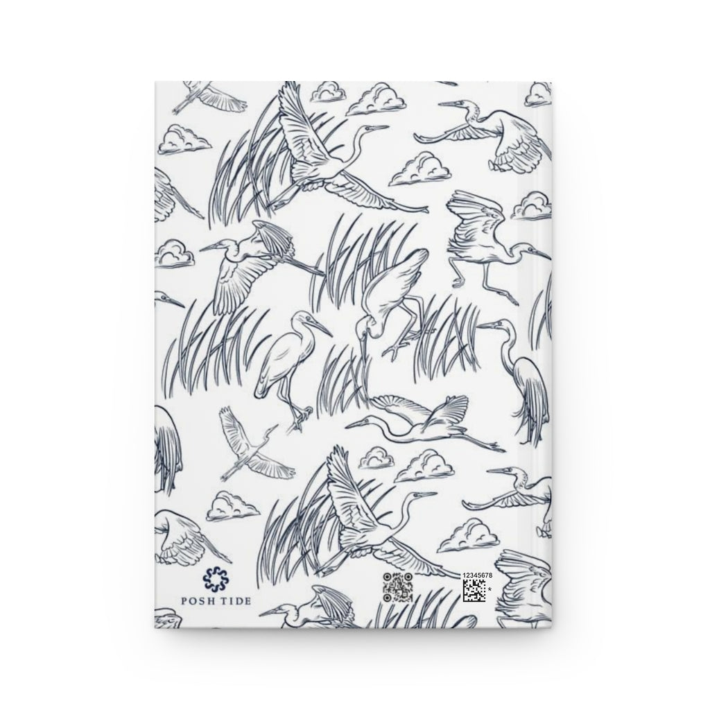 Hardcover Journal Matte - Egrets on White by Posh Tide - Posh Tide