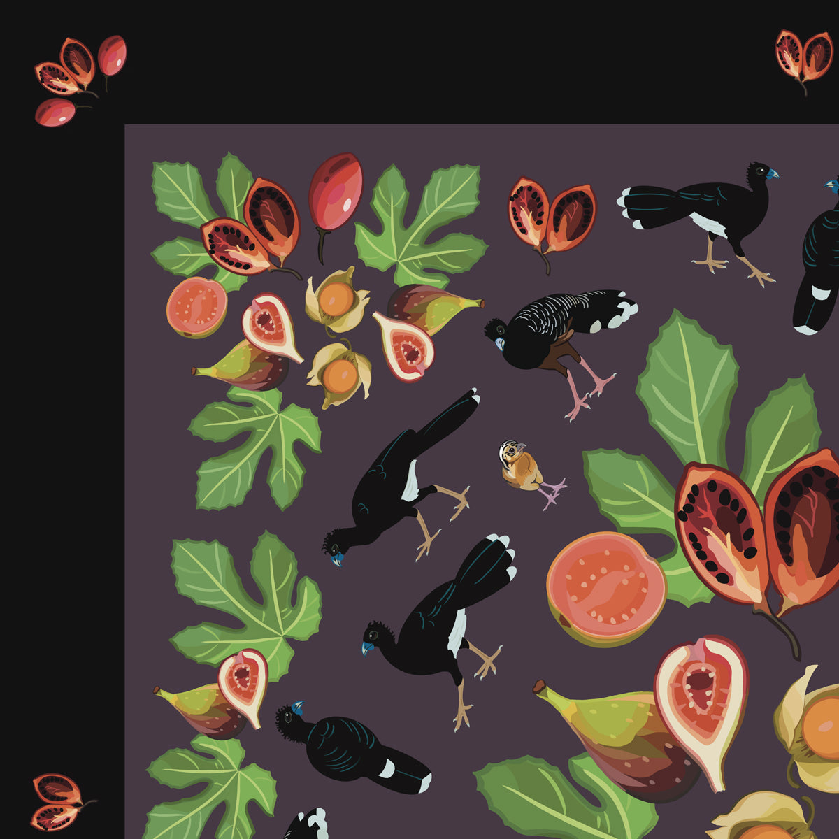 Blue-billed Curassow Silk Scarf - Posh Tide