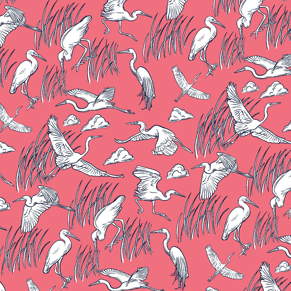 Egrets on Pink Blush Scarf