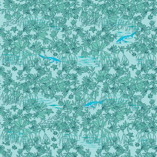 Mangroves on Blue Zip Top Tote Bag - Posh Tide