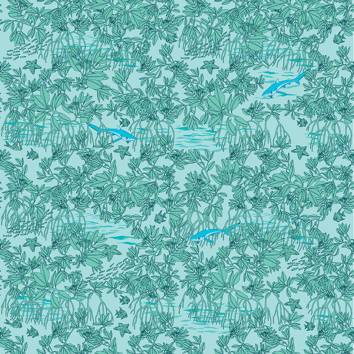 Mangroves on Blue Messenger Bag - Posh Tide