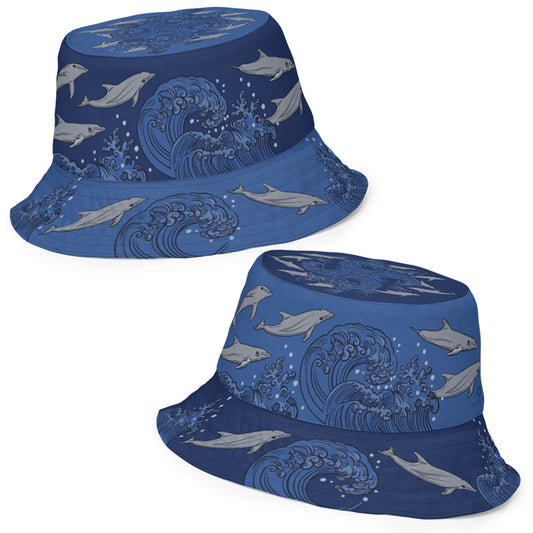 Dolphins on Waves Reversible Bucket Hat
