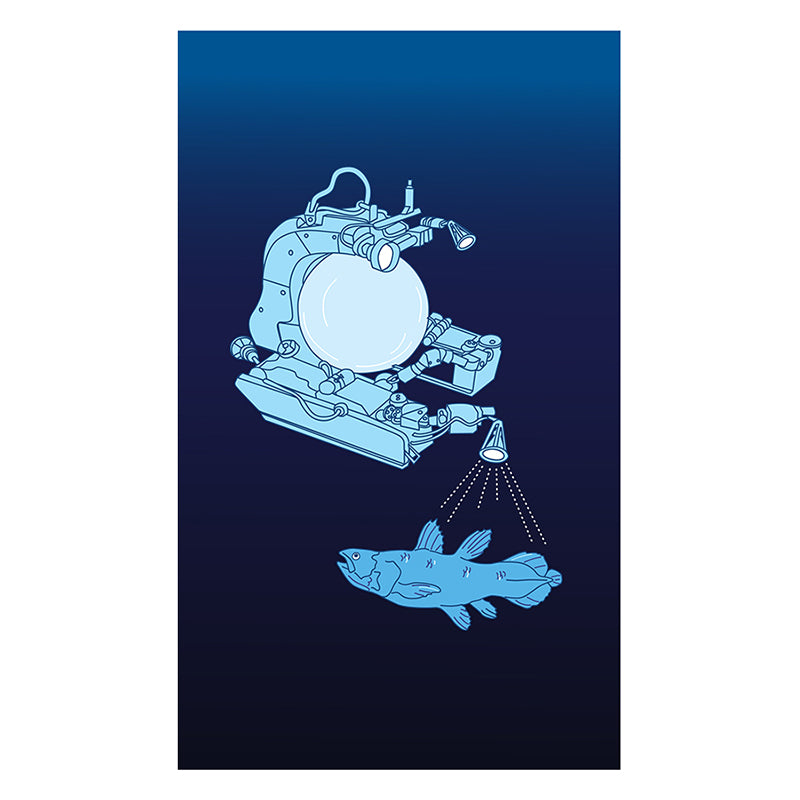 Submarine & Coelacanth Framed Poster with Mat