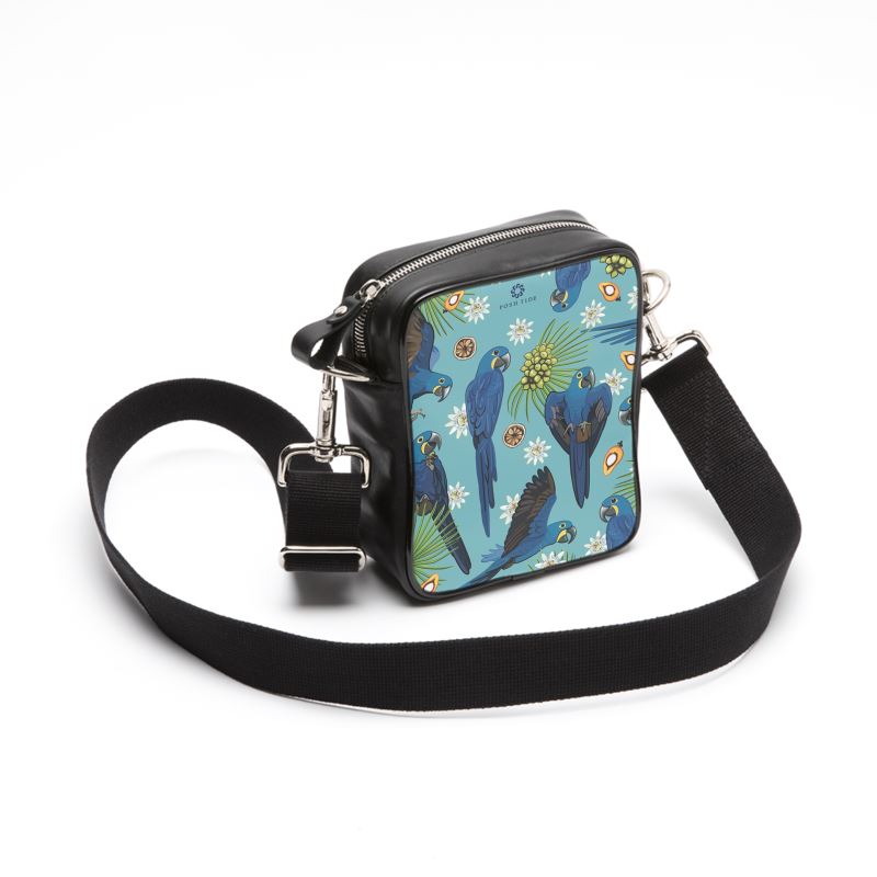 Hyacinth Macaw on Sky Blue Messenger Bag - Posh Tide