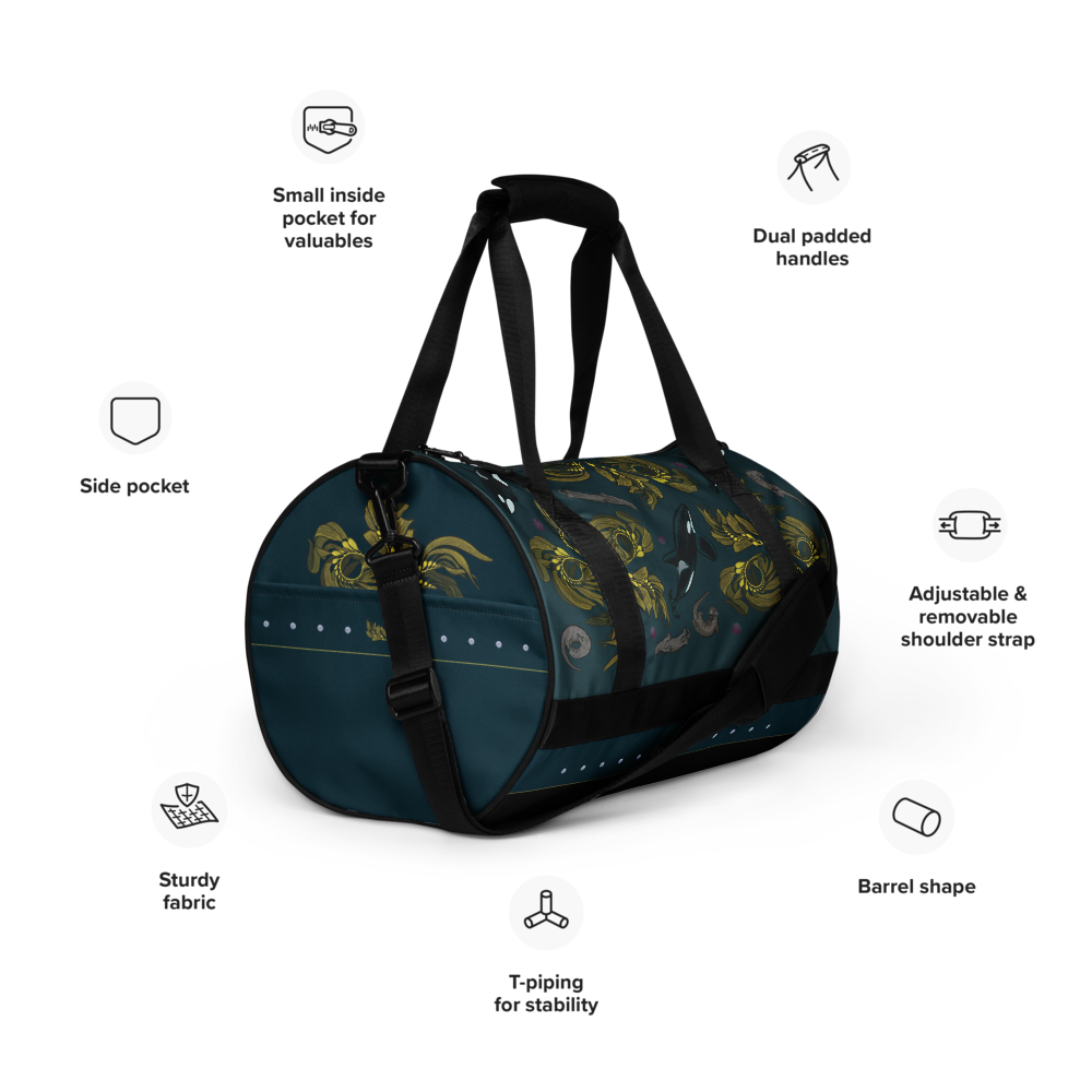 Orca-Otter-Urchin-Kelp Gym Bag