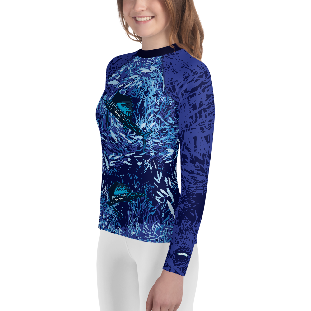 Sailfish on Dark Youth Rash Guard - Posh Tide