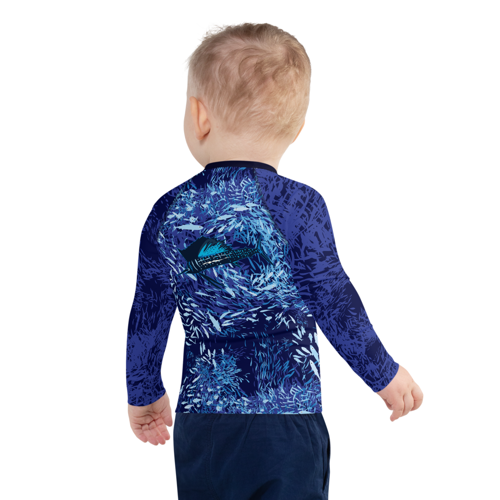Sailfish on Dark Kids Rash Guard - Posh Tide