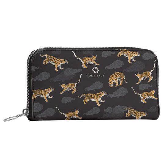 Tigers on Dark Sky Long Zip Wallet - Posh Tide