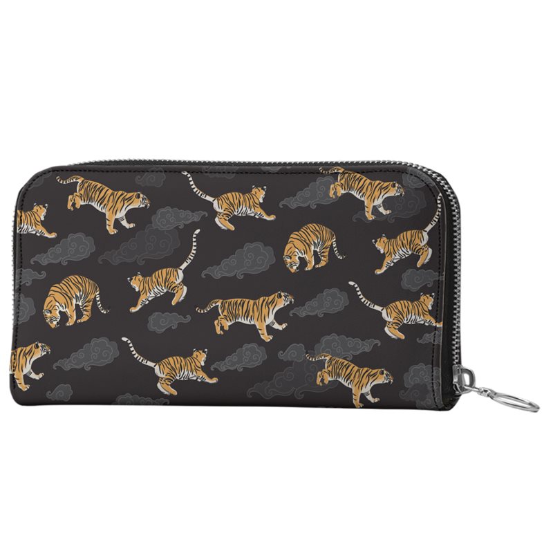 Tigers on Dark Sky Long Zip Wallet - Posh Tide