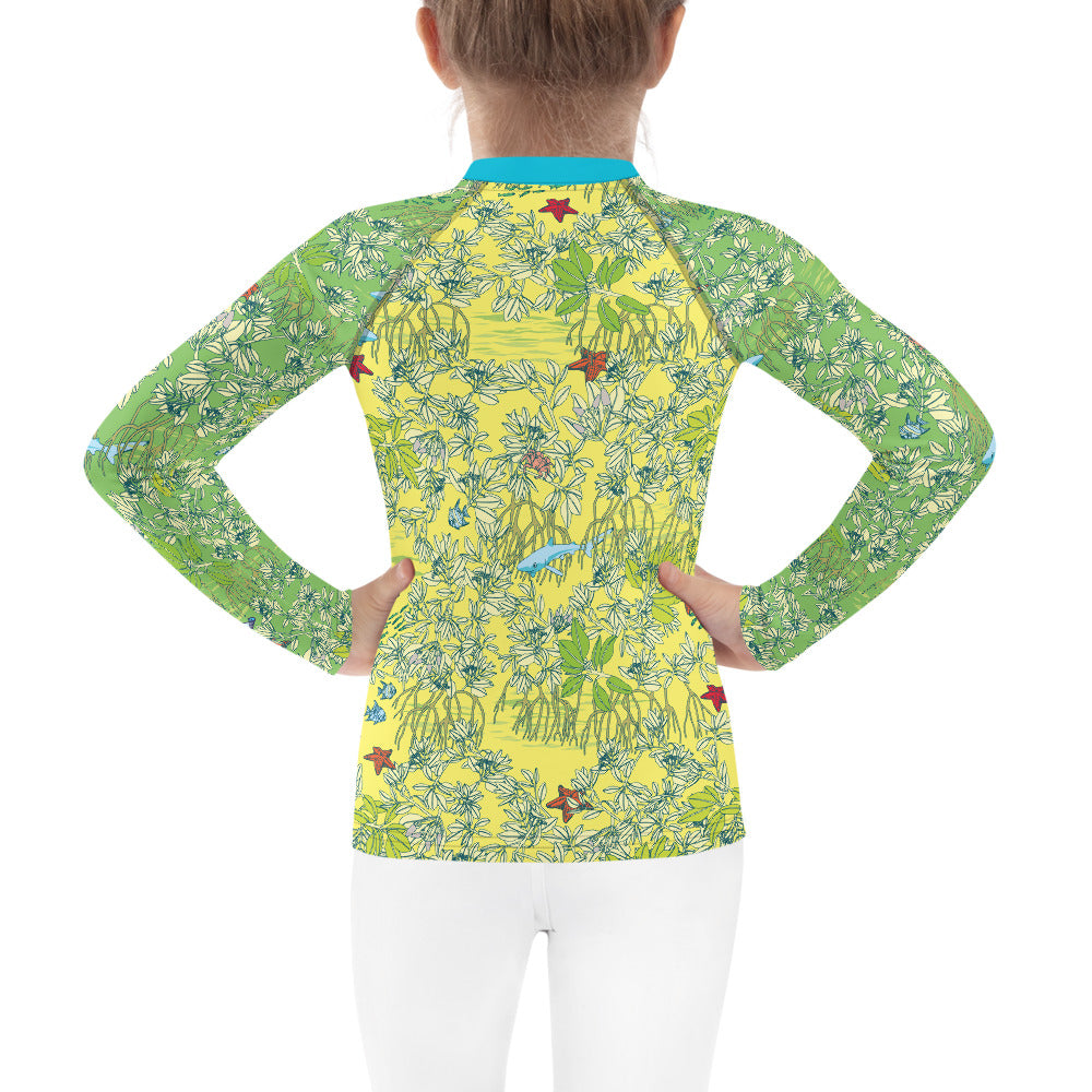 Mangroves in Yellow Kids Rash Guard - Posh Tide