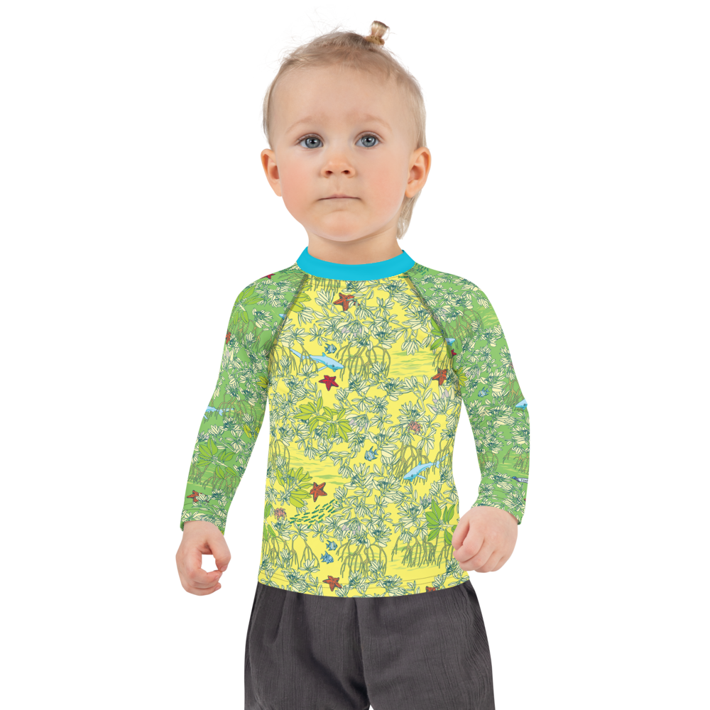 Mangroves in Yellow Kids Rash Guard - Posh Tide