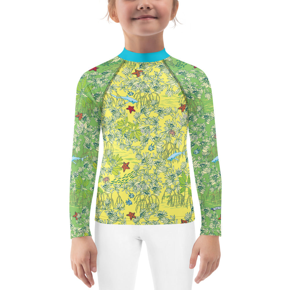 Mangroves in Yellow Kids Rash Guard - Posh Tide