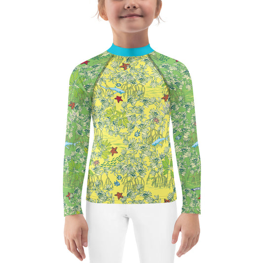 Mangroves in Yellow Kids Rash Guard - Posh Tide