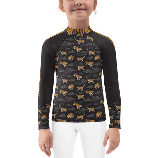 Tigers on Dark Sky Kids Rash Guard - Posh Tide