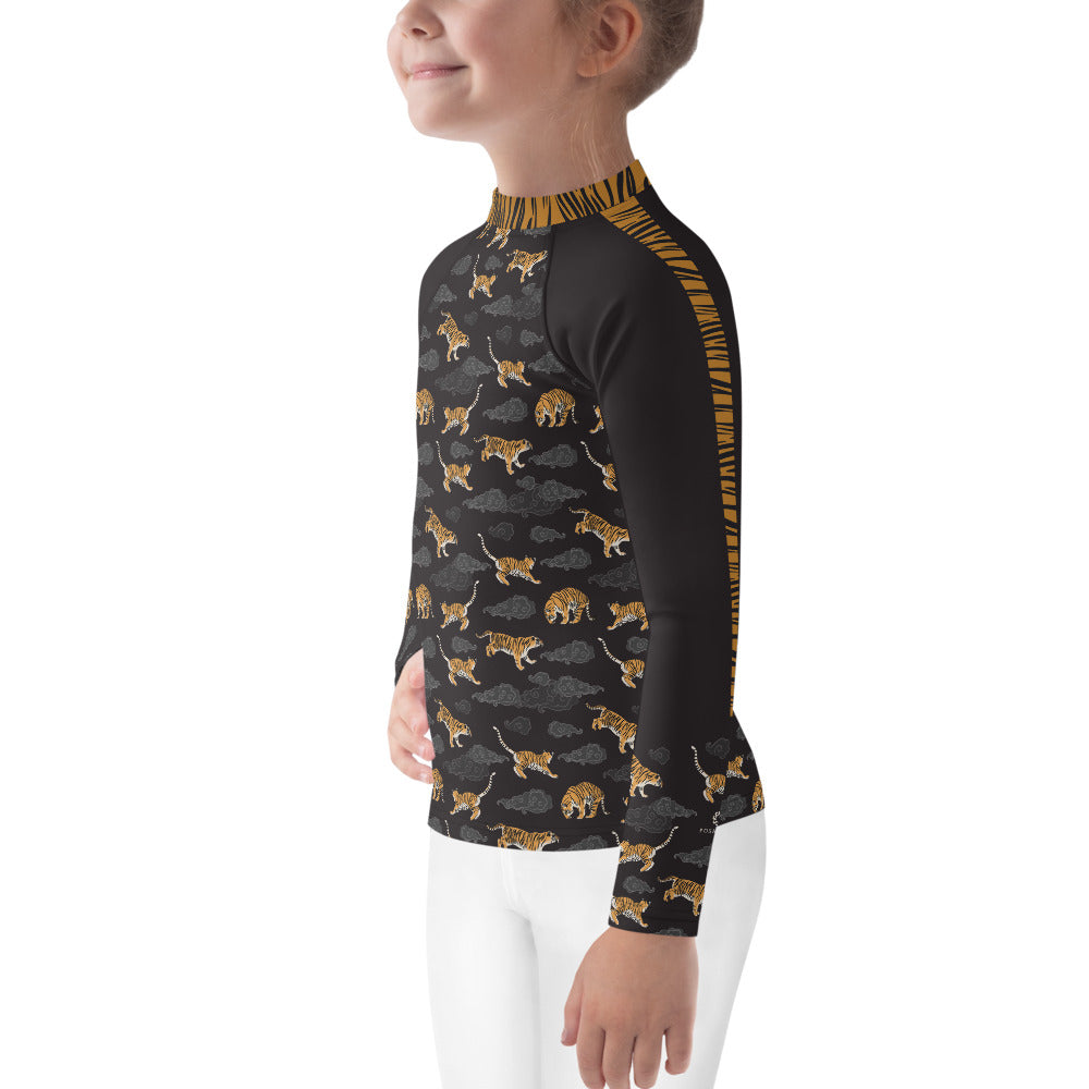 Tigers on Dark Sky Kids Rash Guard - Posh Tide