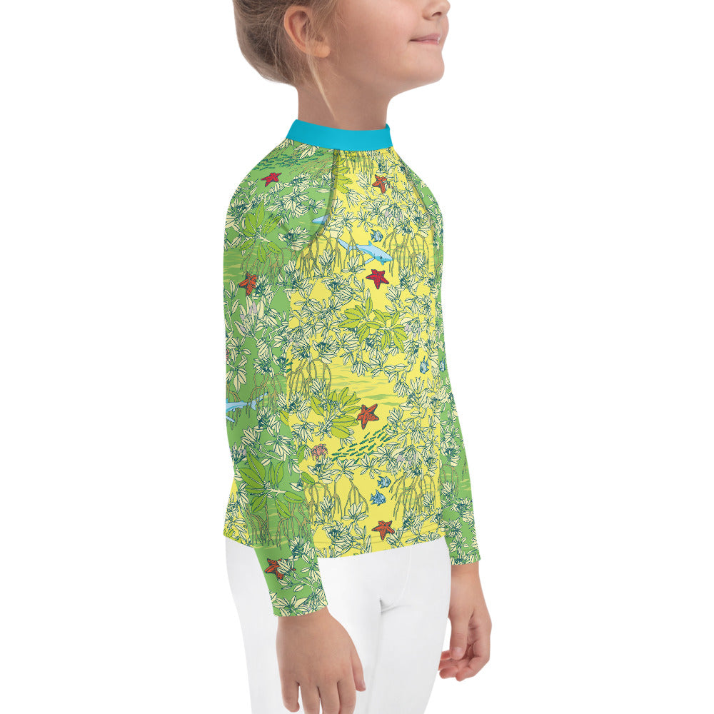 Mangroves in Yellow Kids Rash Guard - Posh Tide