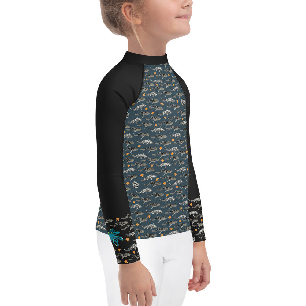 Pyjama Sharks Kids Rash Guard 2T-7 - Posh Tide
