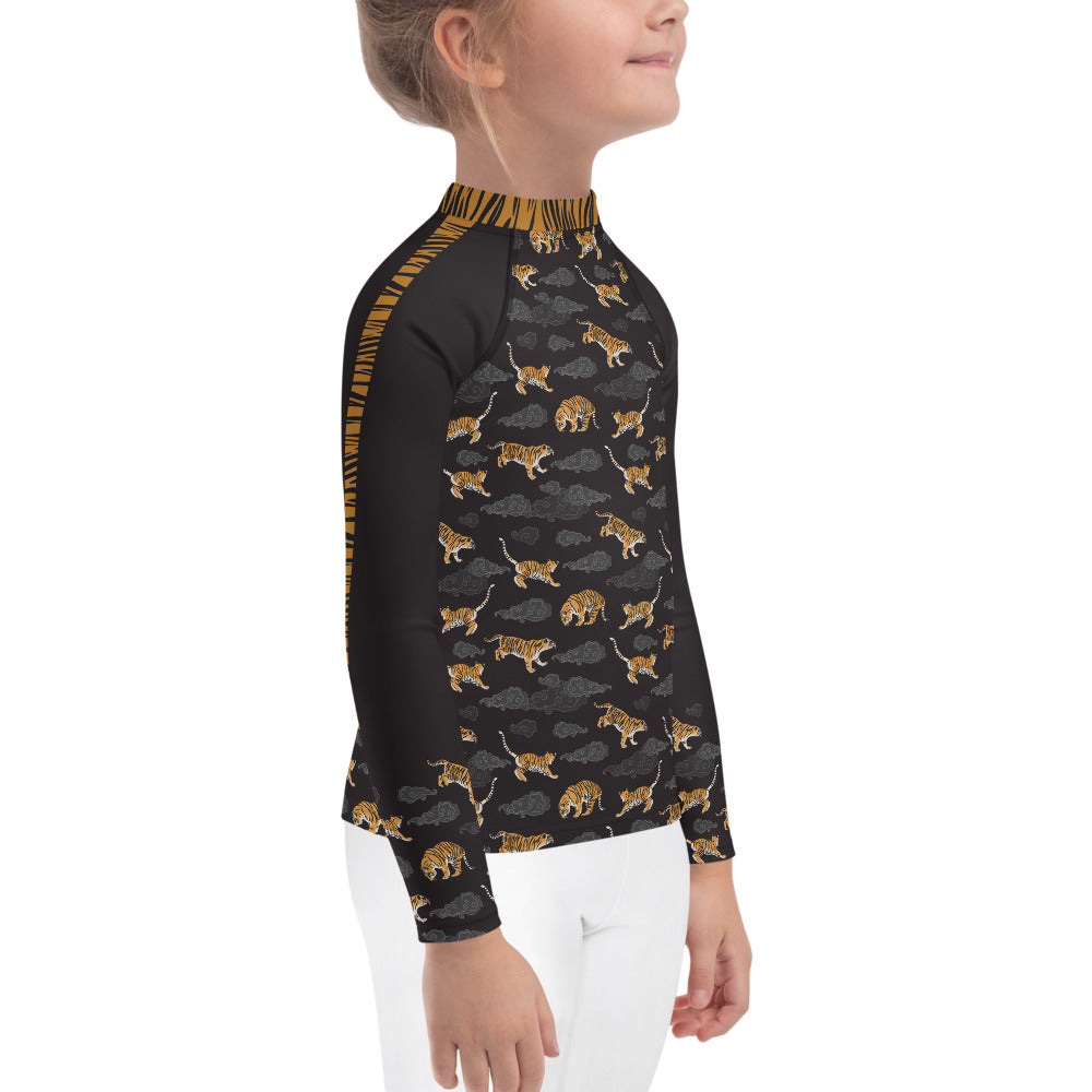 Tigers on Dark Sky Kids Rash Guard - Posh Tide