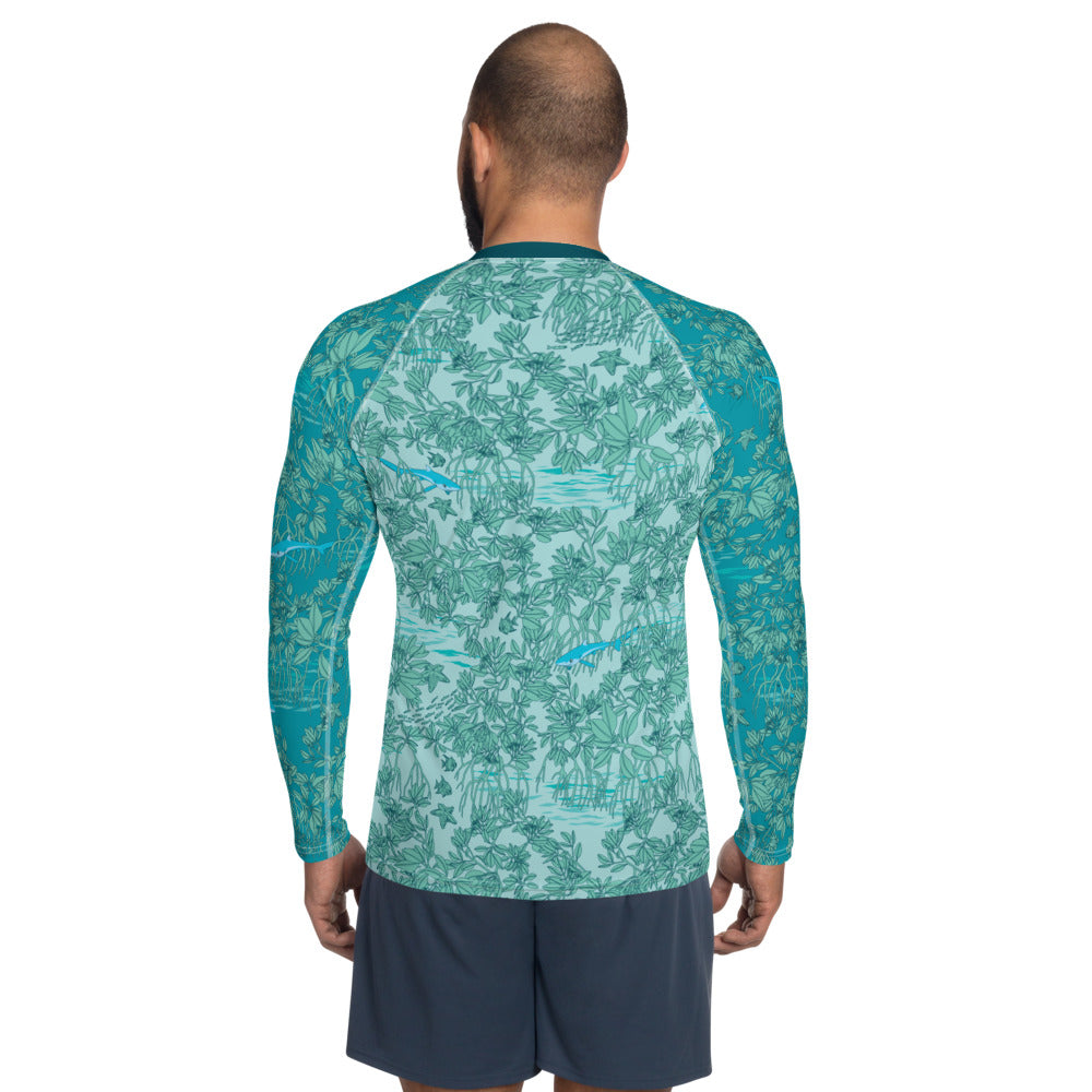 Mangroves in Blue Men's Rash Guard - Posh Tide