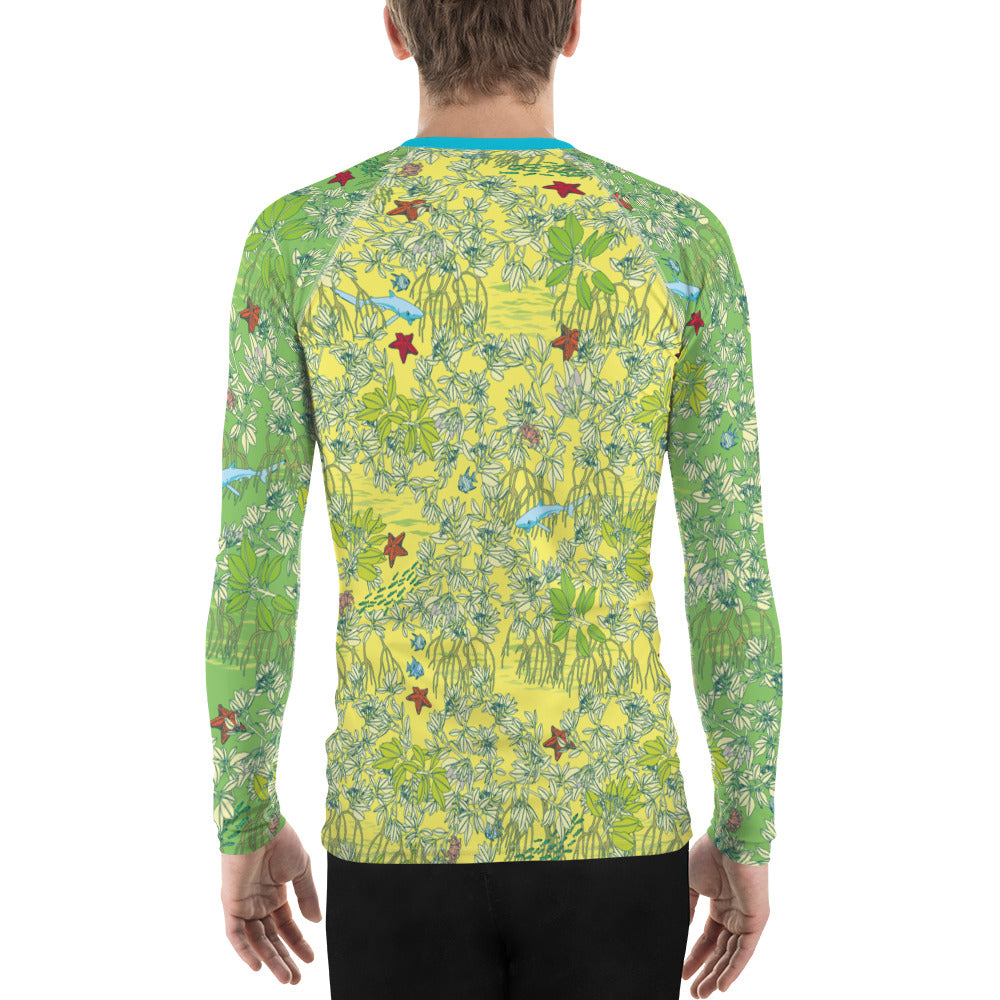 Mangroves in Yellow Men's Rash Guard - Posh Tide