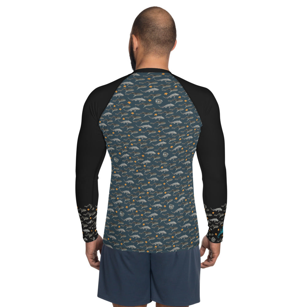 Pyjama Sharks Men's Rash Guard - Posh Tide
