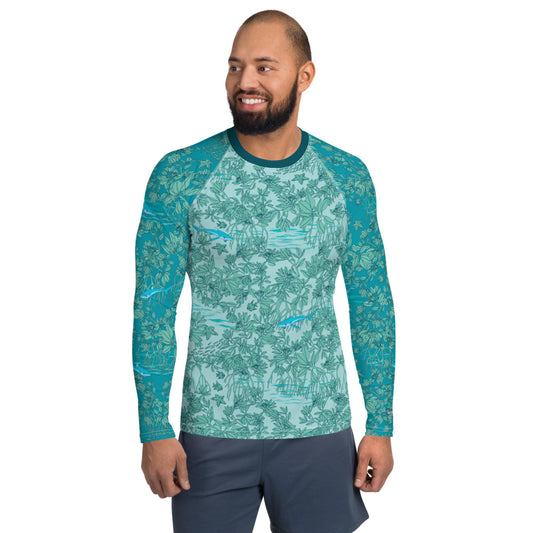 Mangroves in Blue Men's Rash Guard - Posh Tide