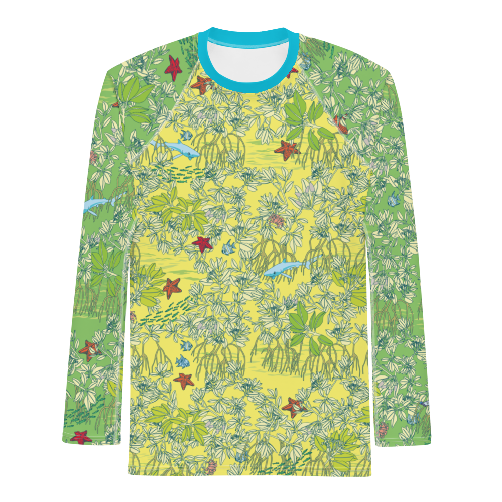 Mangroves in Yellow Men's Rash Guard - Posh Tide