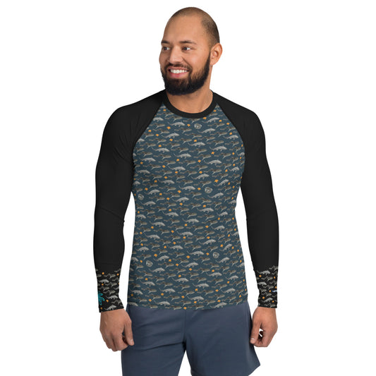 Pyjama Sharks Men's Rash Guard - Posh Tide