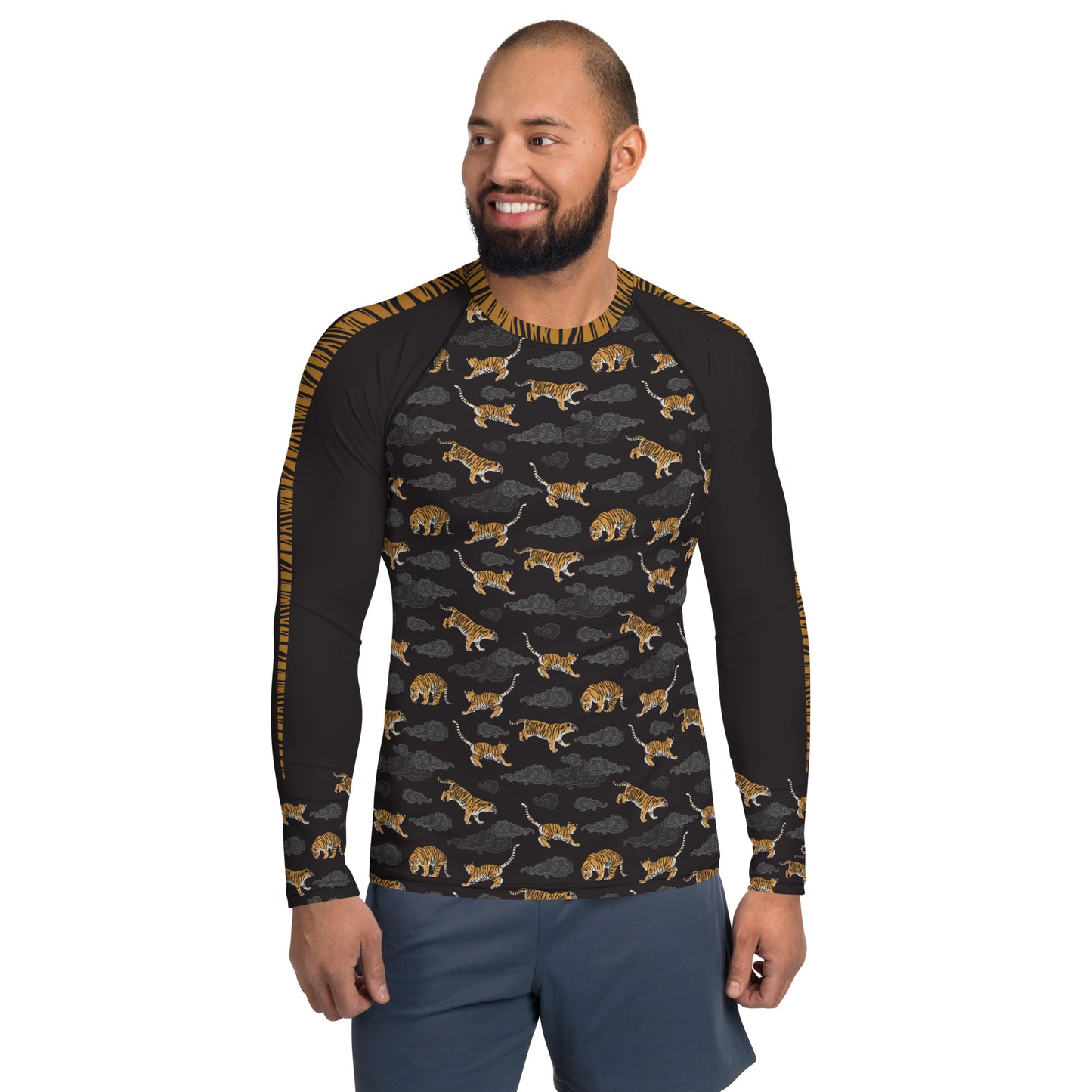 Tigers on Dark Sky Men's Rash Guard - Posh Tide